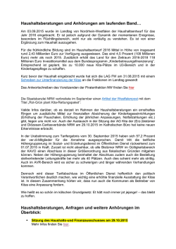Haushaltsberatungen und Anh&ouml;rungen am laufenden Band
