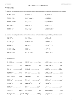 Physik Aufgabenblatt 2