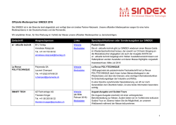 Offizielle Medienpartner SINDEX 2016 Zeitschrift Ansprechperson