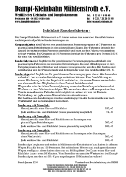 Infoblatt Sonderfahrten - Dampf