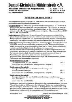 Infoblatt Sonderfahrten - Dampf