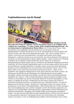 Vogtlandmuseum macht Dampf - Vogtland
