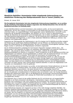 Staatliche Beihilfen: Kommission leitet eingehende
