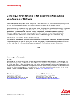 Dominique Grandchamp leitet Investment Consulting von Aon in der