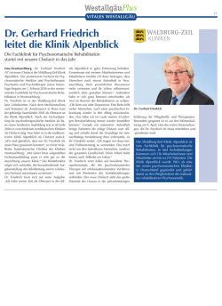 Dr. gerhard Friedrich leitet die Klinik alpenblick