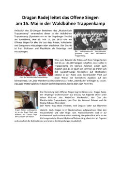 Dragan Radej leitet das Offene Singen am 15. Mai in der