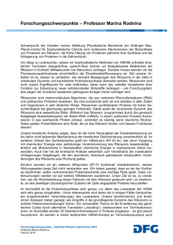 Forschungsschwerpunkte - Prof. Dr. Marina V. Rodnina (pdf