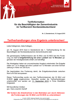 Tarifverhandlungen ohne Ergebnis unterbrochen!