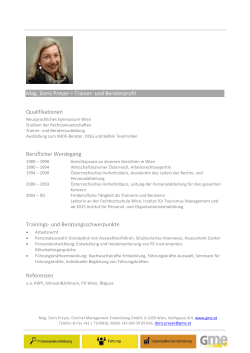 Mag. Doris Preyer – Trainer- und Beraterprofil Qualifikationen