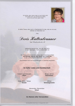 Parte Doris Kaltenbrunner, verst. am 28. Mai 2015, Traisen