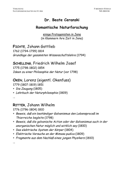 Dr. Beate Ceranski Romantische Naturforschung FICHTE, Johann