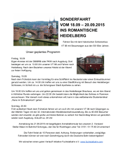 sonderfahrt vom 18.09 – 20.09.2015 ins romantische heidelberg
