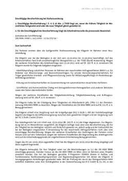 Einschlägige Berufserfahrung bei Stufenzuordnung 1. Einschlägige