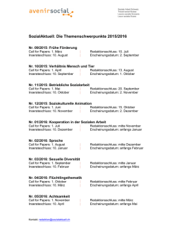 SozialAktuell: Die Themenschwerpunkte 2015/2016