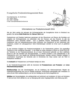 Informationen zur Presbyteriumswahl 2016