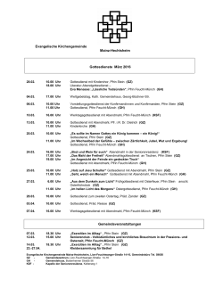 Gottesdienste März 2016  - Evangelische Kirchengemeinde