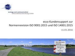 ecco Kundensupport zur Normenrevision ISO 9001:2015 und ISO