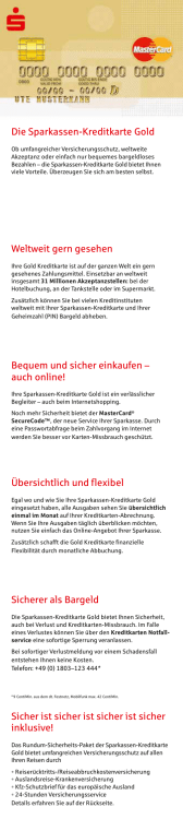 Die Sparkassen-Kreditkarte Gold Weltweit gern gesehen Bequem