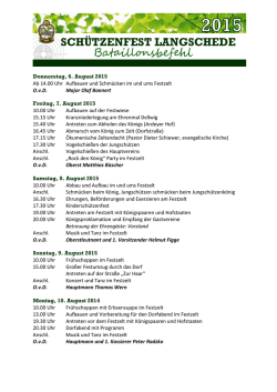 Donnerstag, 6. August 2015 Ab 14.00 Uhr Aufbauen und