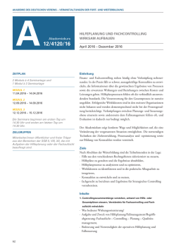 HIlFeplanung und FacHcontrollIng wIrksam auFbauen April 2016