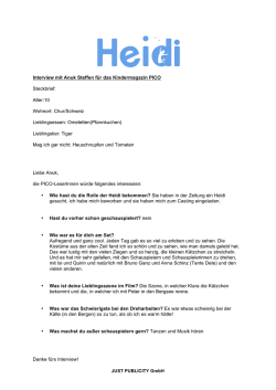 Interview mit Anuk Steffen f&uuml;r das Kindermagazin PICO Steckbrief