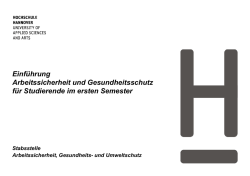 Einf&uuml;hrung Arbeitssicherheit und Gesundheitsschutz f&uuml;r