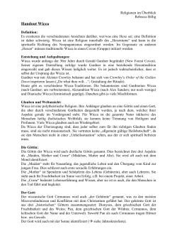 Handout Wicca - Religionswissenschaft