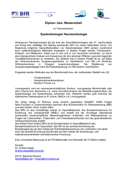 Diplom- bzw. Masterarbeit im Themenbereich Systembiologie