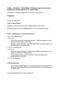 Hoffen &ndash; Scheitern &ndash; Weiterleben: Entt&auml;uschung als historische