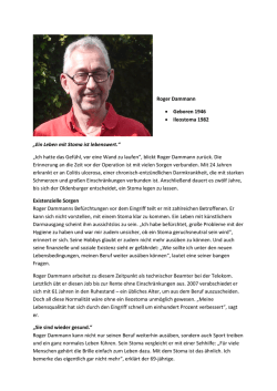 Roger Dammann &bull; Geboren 1946 &bull; Ileostoma 1982 &bdquo;Ein Leben mit