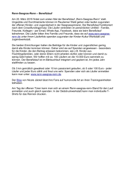Renn-Seegras-Renn – Benefizlauf Am 20. März 2016 findet zum