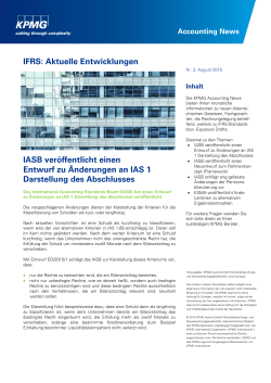 IFRS: Aktuelle Entwicklungen IASB veröffentlicht einen Entwurf zu