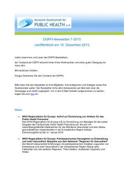 veröffentlicht am 16.12.2015 - Deutsche Gesellschaft für Public Health
