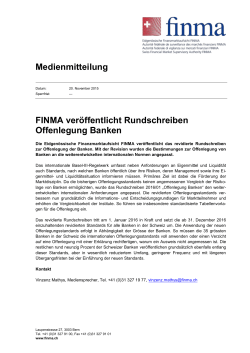 Medienmitteilung FINMA veröffentlicht Rundschreiben Offenlegung