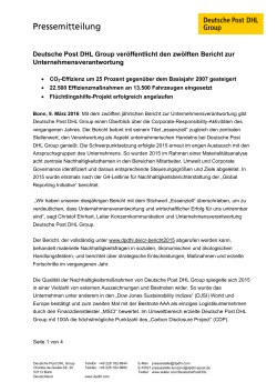 Deutsche Post DHL Group veröffentlicht den zwölften Bericht zur