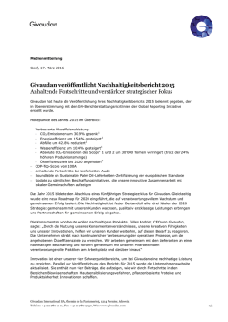 Givaudan ver&ouml;ffentlicht Nachhaltigkeitsbericht 2015 Anhaltende