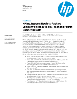 HP Inc. Reports Hewlett-Packard Company Fiscal 2015 Full