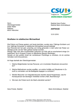 Straftaten im städtischen Michaelibad ANFRAGE