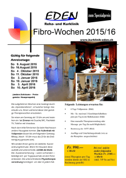 Reha- und Kurklinik Gültig für folgende Anreisetage: So 9