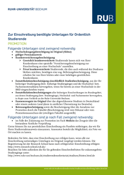 Zur Einschreibung benötigte Unterlagen für Ordentlich Studierende