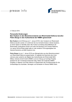 Personelle &Auml;nderungen Ben Hudson in den Bereichsvorstand von