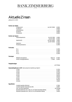 Aktuelle Zinsen - Bank Zimmerberg