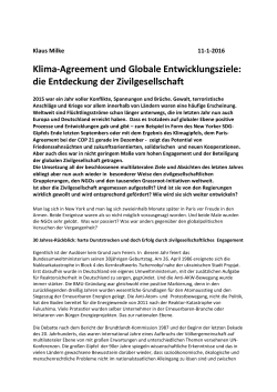 Klima-Agreement und Globale Entwicklungsziele: die Entdeckung