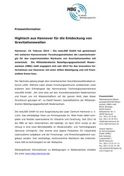 Hightech aus Hannover f&uuml;r die Entdeckung von Gravitationswellen