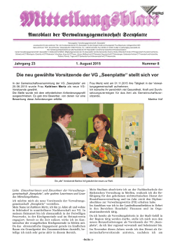 Amtsblatt 08/2015 - Verwaltungsgemeinschaft Seenplatte