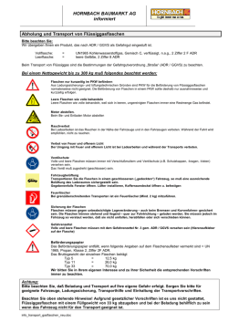 Information und Gefahrenhinweise bei Transport von