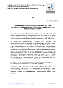 Hygienerichtline Nr. 16 -Gewinnung, Lagerung und Transport von