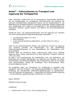Xolair&reg; - Informationen zu Transport und Lagerung der