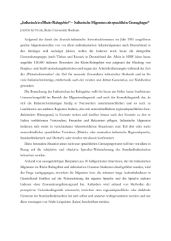 Italienisch im Rhein-Ruhrgebiet&ldquo; &ndash; Italienische