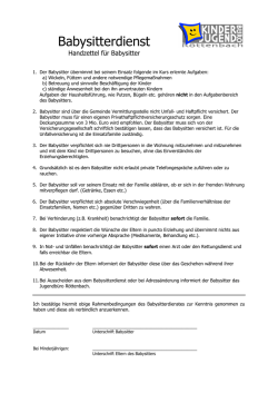 Handzettel f&uuml;r Babysitter